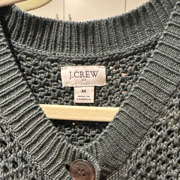 J. Crew Textured Dark Green Cardigan - Picture 2 of 3